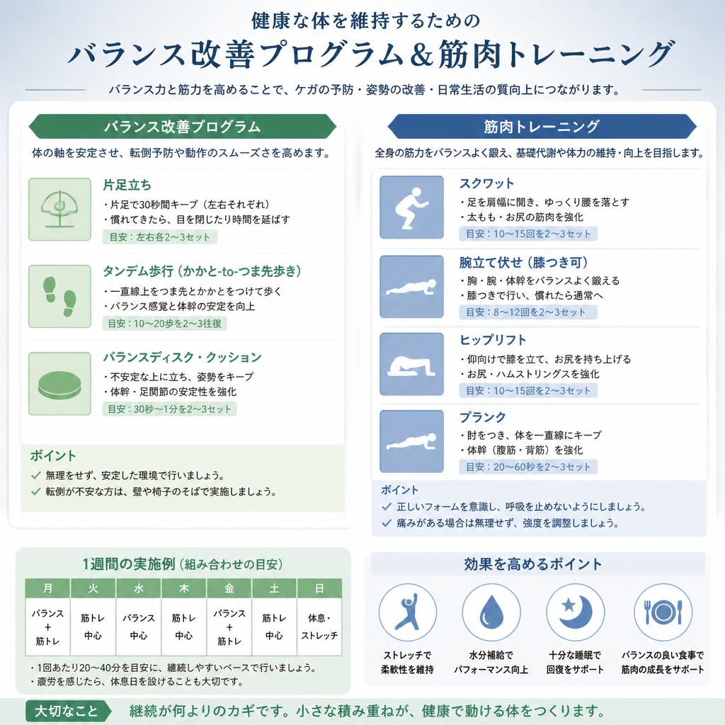バランスの改善と筋肉トレーニング